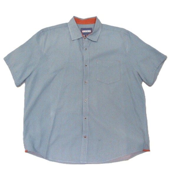 32 Bar Blues Shirt Mens XL Blue Orange Polka Dot Short Sleeve Button Up Casual - Picture 1 of 10